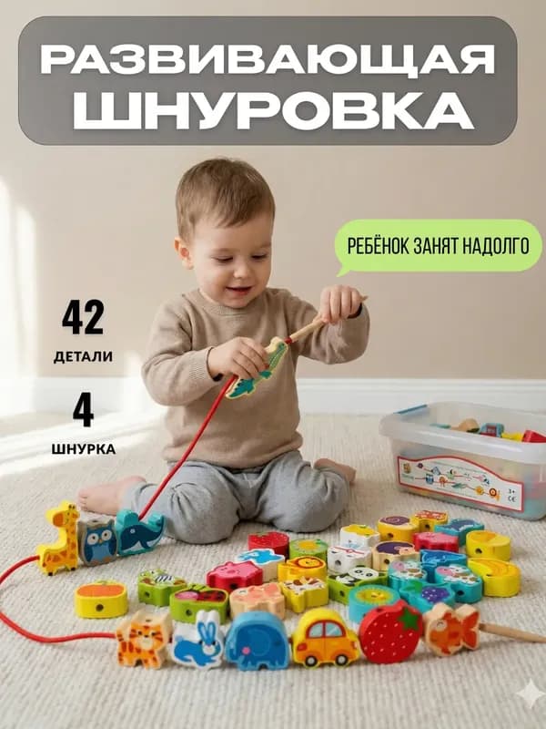 Деревянная шнуровка в контейнере