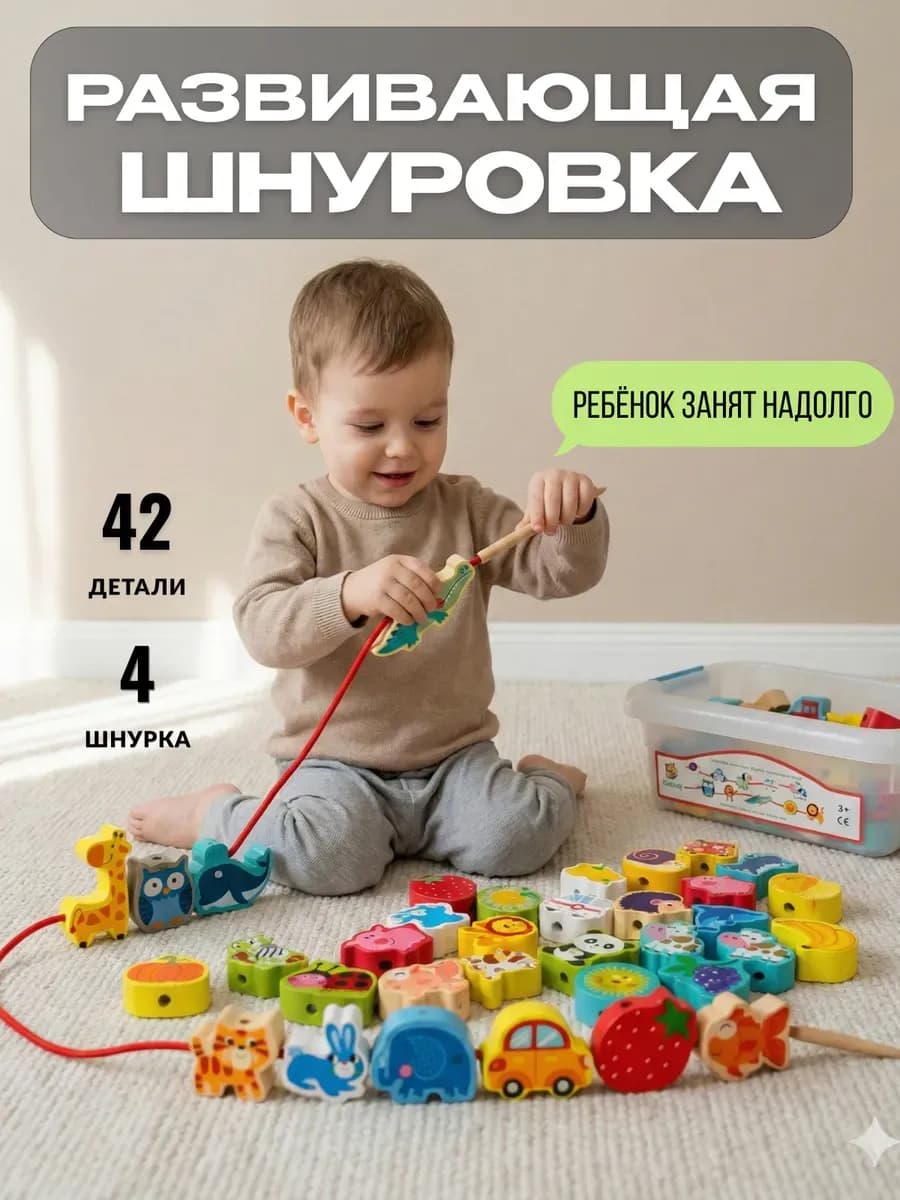 Деревянная шнуровка в контейнере