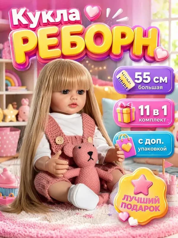 Кукла реборн, силиконовая, 55 см